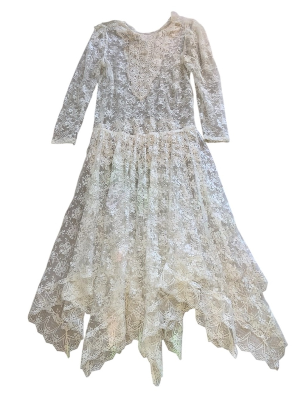 Jessica McClintock Gunne Sax Victorian Lace Bridal Wedding Dress Prairie White